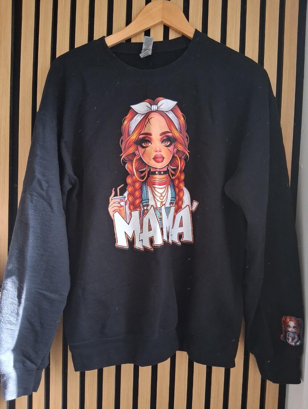 Gildan Black Crewneck Sweatshirt with Small White Back Print
